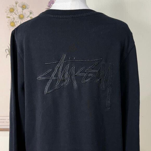 Stussy Other - Vintage Y2k Stussy Black Embroidered Crew Pullover Sweatshirt Skater Grunge M